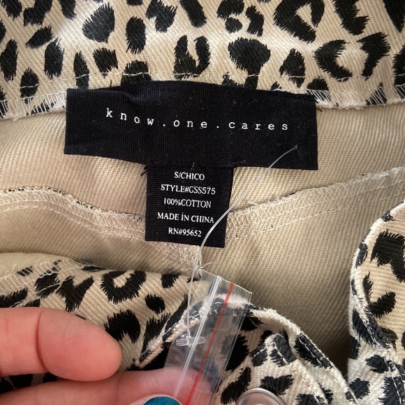 Short Tiger Animal Print Denim Mini Skirt Black & Tan No. One. Cares Size Small - Picture 4 of 5